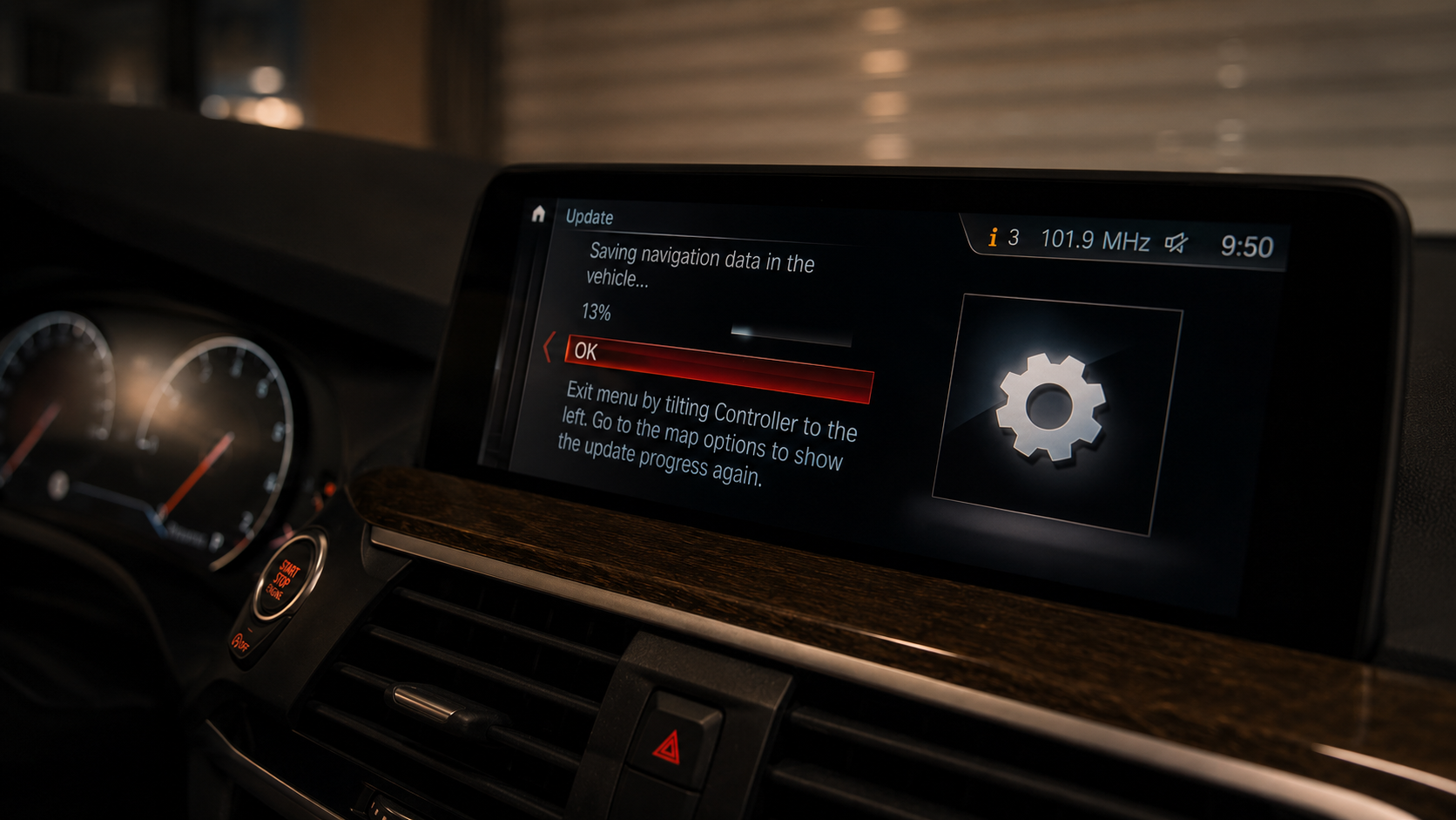 BMW navigation data update in progress
